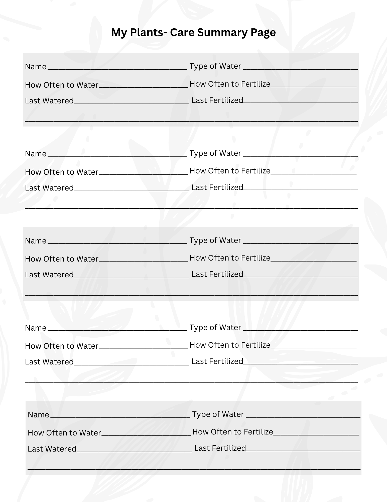 The Ultimate Watering & Fertizing Log (Digital Download Version)