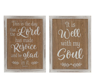 Wooden wall hanging- choice of style: This is the day that the Lord has made, rejoice and be gland in it or It is well with my soul